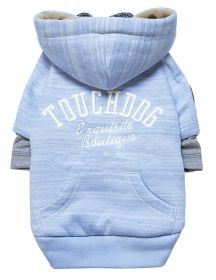 Touchdog Hampton Beach Designer Ultra Soft Sand-Blasted Cotton Pet Dog Hoodie Sweater - Blue - X-Small