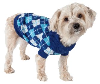 Argyle Style Ribbed Fashion Pet Sweater - Medium